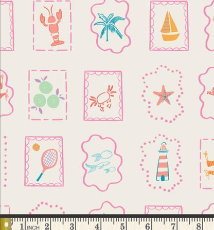 Summer Tokens Fabric - Island Life by Patty Basemi - Art Gallery Fabrics Beach Icon Cotton - ISL-35509