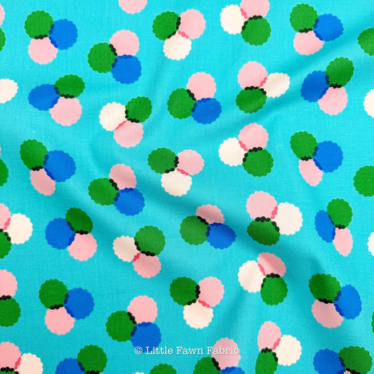 Puffs Dark Turquoise | Colorful Pom Pom Fabric | Sparkle Mart Ruby Star Society