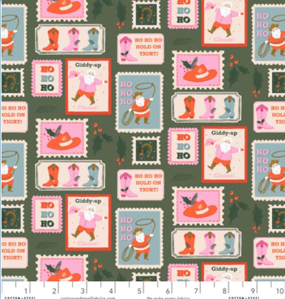Yee-Haw Holidays - Christmas Post - Giddy Up Clause Fabric