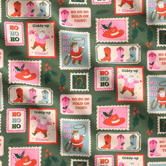 Yee-Haw Holidays - Christmas Post - Giddy Up Clause Fabric