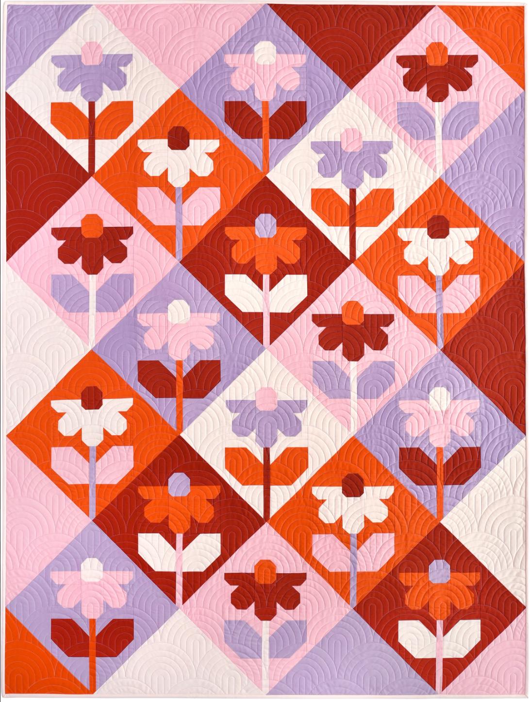 Growing Quilt Pattern by Pen + Paper Patterns | PPP53 | Printed Quilt Pattern | Modern Flower Quilt | Baby Throw Bed Sizes