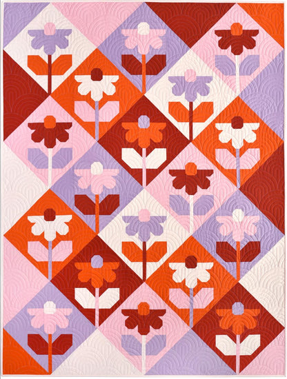 Growing Quilt Pattern by Pen + Paper Patterns | PPP53 | Printed Quilt Pattern | Modern Flower Quilt | Baby Throw Bed Sizes