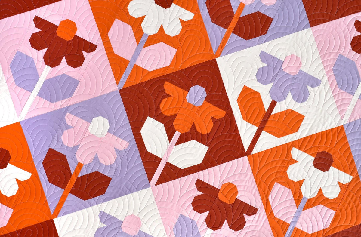 Growing Quilt Pattern by Pen + Paper Patterns | PPP53 | Printed Quilt Pattern | Modern Flower Quilt | Baby Throw Bed Sizes