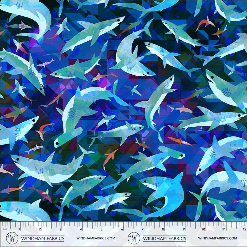 Into the Blue 5 Piece Fabric Bundle | Animal Kingdom Gareth Lucas | Blue Wildlife Fat Quarter or Half Yard Bundle