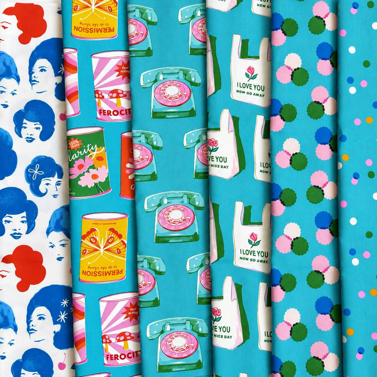 Blue Light Special Sparkle Mart Fabric Bundle | 6 Piece Fat Quarter Bundle | Melody Miller Ruby Star Society Turquoise Fabric