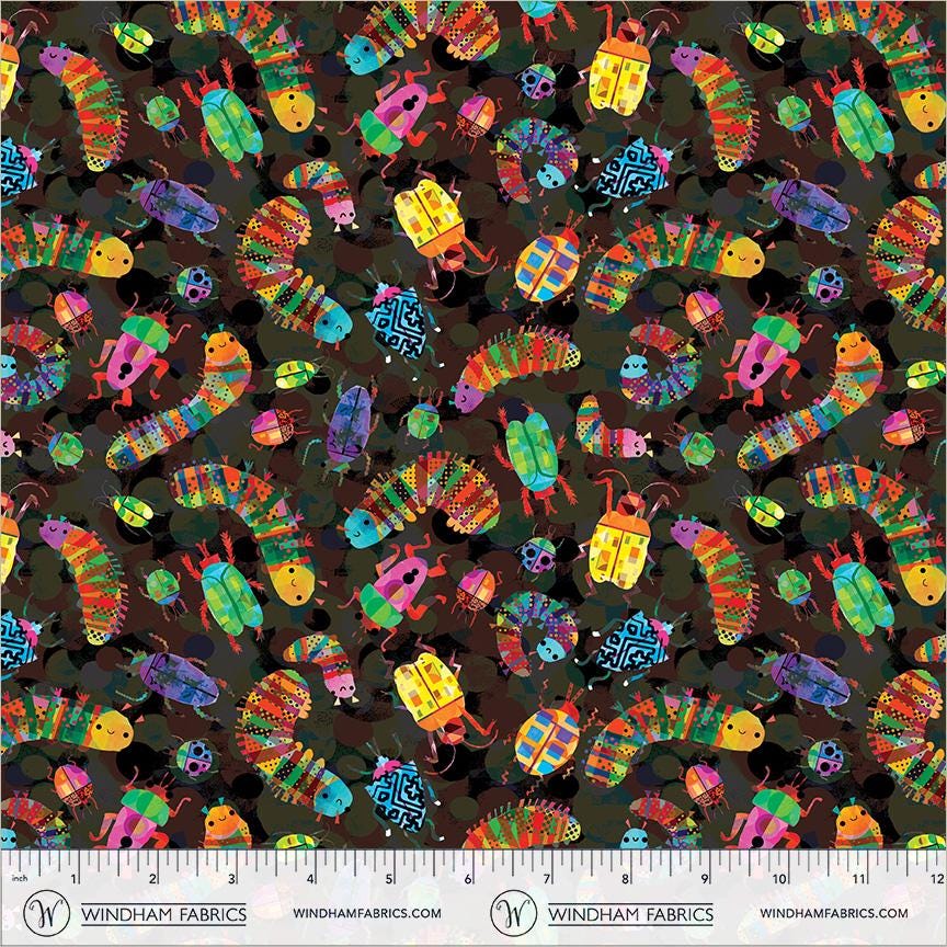 Insect Collection Soft Black Fabric | Animal Kingdom by Gareth Lucas | Windham Fabrics