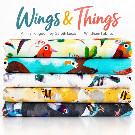 Wings And Things 5 Piece Fabric Bundle | Animal Kingdom by Gareth Lucas | Bird & Bee Fat Quarter or Half Yard Bundle | Windham