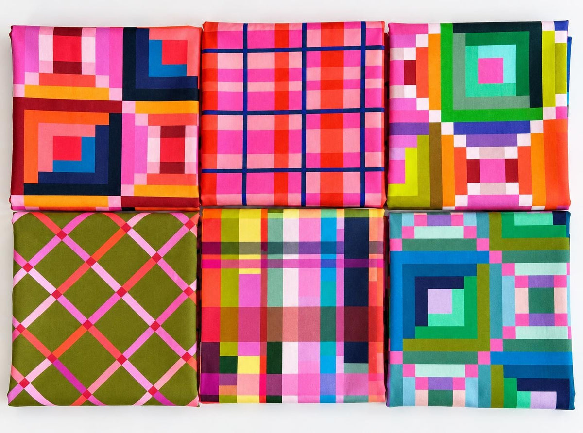 Merry & Bright Christmas Fabric Bundle | Happy Place Annabel Wrigley | 6 Piece Pink Green Holiday Quilting Cotton