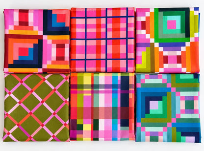Merry & Bright Christmas Fabric Bundle | Happy Place Annabel Wrigley | 6 Piece Pink Green Holiday Quilting Cotton