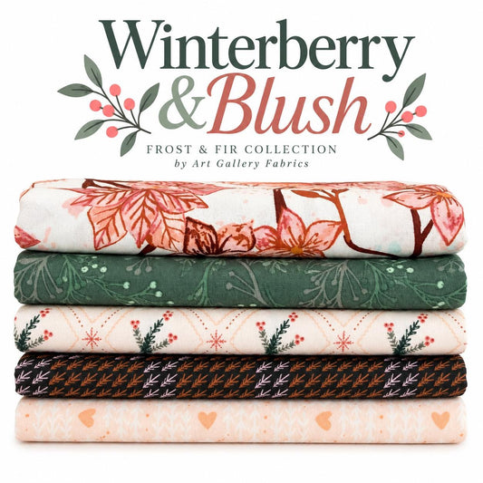 Winterberry And Blush Bundle | Frost & Fir Fabric | 5 Piece Curated Winter Floral Bundle | Art Gallery Fabrics