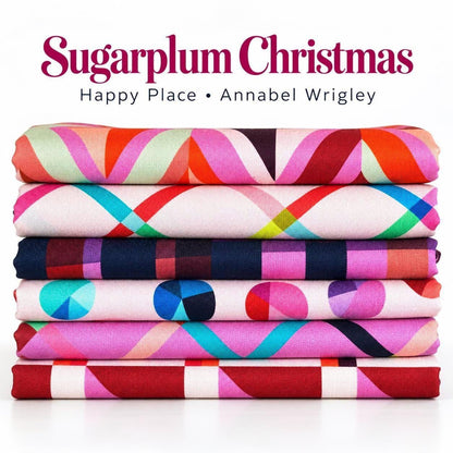 Sugarplum Christmas Fabric Bundle | Happy Place Annabel Wrigley | 6 Piece Pink Christmas Fat Quarter Bundle
