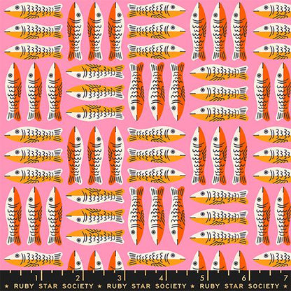 1-800-Calico Little Sardines Lucky Pink Fabric | Ruby Star Society | Alexia Abegg Quilting Cotton
