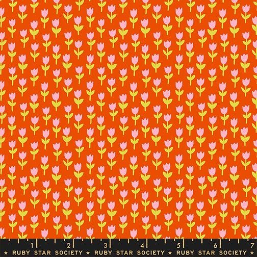 1-800-Calico Tulips Warm Red Fabric | Ruby Star Society | Alexia Abegg Quilting Cotton