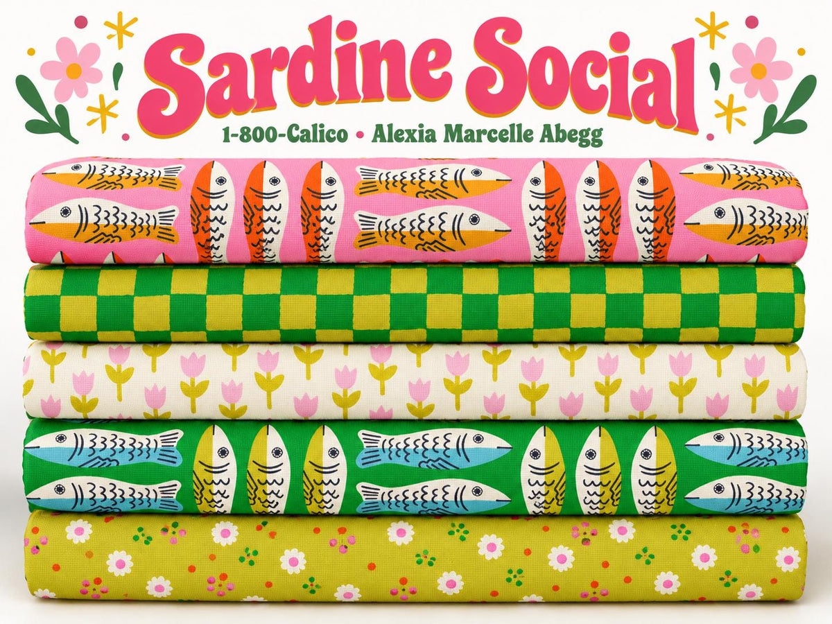 Sardine Social 5 Piece Fabric Bundle | 1-800-Calico | Ruby Star Society | Fat Quarter or Half Yard Bundle