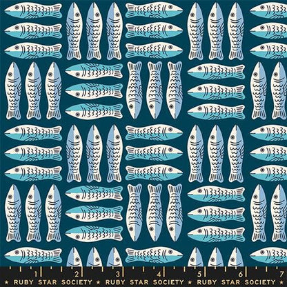 Teal And Tide 6 Piece Fabric Bundle | 1-800-Calico | Ruby Star Society | Cat & Sardine Quilting Fabric | Fat Quarter or Half Yard