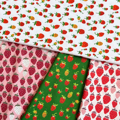 Strawberry Confetti Fabric Bundle, 6 Prints, Heather Ross & Loes Van Oosten, Fat Quarter or Half Yard, Quilting Fabric