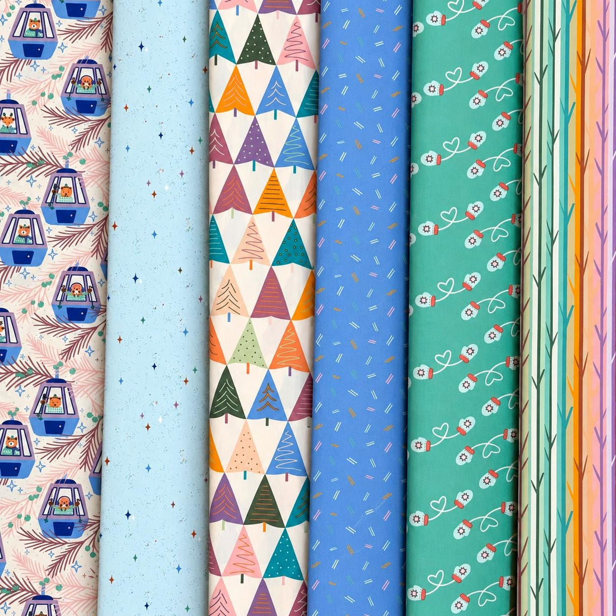 Alpine Adventures Bundle | Frost & Fir Fabric | 6 Piece Winter Quilting Cotton Bundle | Snowy Mountain Fabrics