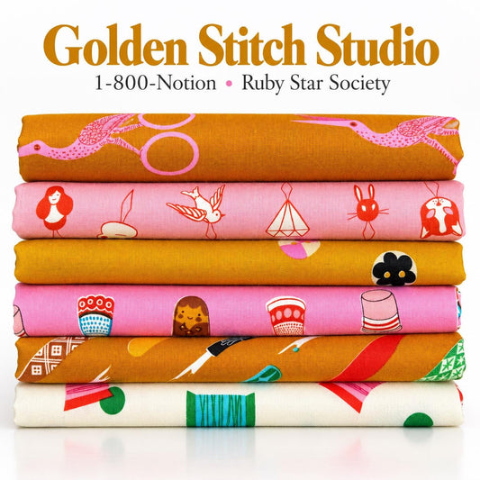 Golden Stitch Studio – 6-Piece 1-800-Notion Fabric Bundle | Ruby Star Society | Fat Quarter or Half Yard