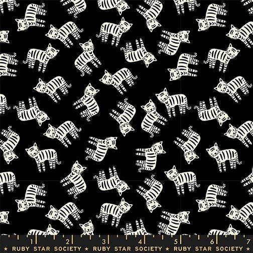 1-800-Calico Meow Black Fabric | Ruby Star Society | Alexia Abegg Quilting Cotton