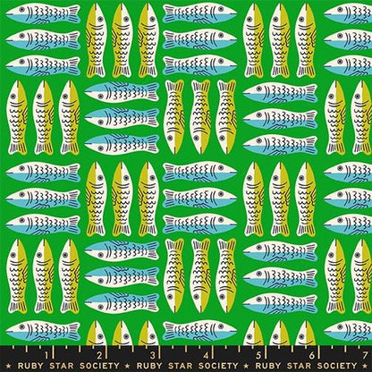 1-800-Calico Little Sardines Verdant Fabric | Ruby Star Society | Alexia Abegg Quilting Cotton