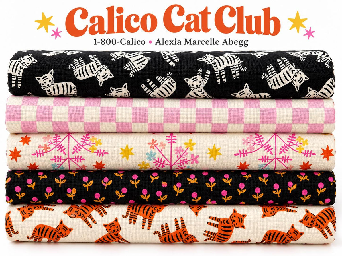 Calico Cat Club 5 Piece Fabric Bundle | 1-800-Calico | Ruby Star Society | Cat Quilting Fabric | Fat Quarter or Half Yard