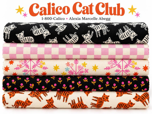 Calico Cat Club 5 Piece Fabric Bundle | 1-800-Calico | Ruby Star Society | Cat Quilting Fabric | Fat Quarter or Half Yard