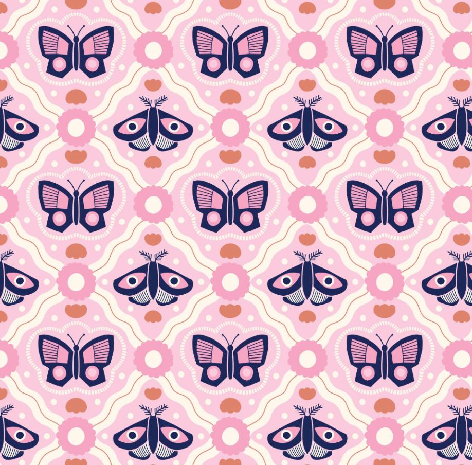 Organic Cotton Fabric Bundle, Retro Flutter, Cloud9 Fabrics, 7 Piece Fat Quarter or Half Yard Bundle, Butterfly Quilting Fabric