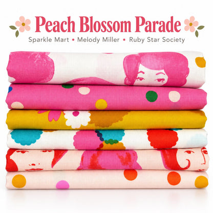 Peach Blossom Parade – 6-Piece Sparkle Mart Fabric Bundle | Ruby Star Society | Melody Miller | Fat Quarter or Half Yard