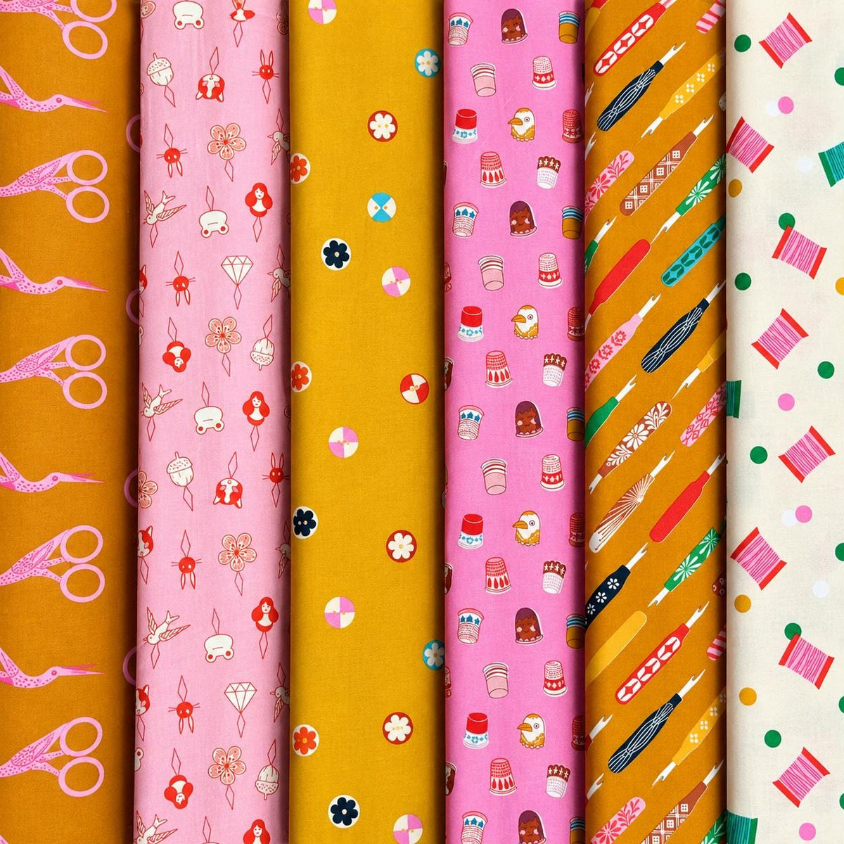 Golden Stitch Studio – 6-Piece 1-800-Notion Fabric Bundle | Ruby Star Society | Fat Quarter or Half Yard