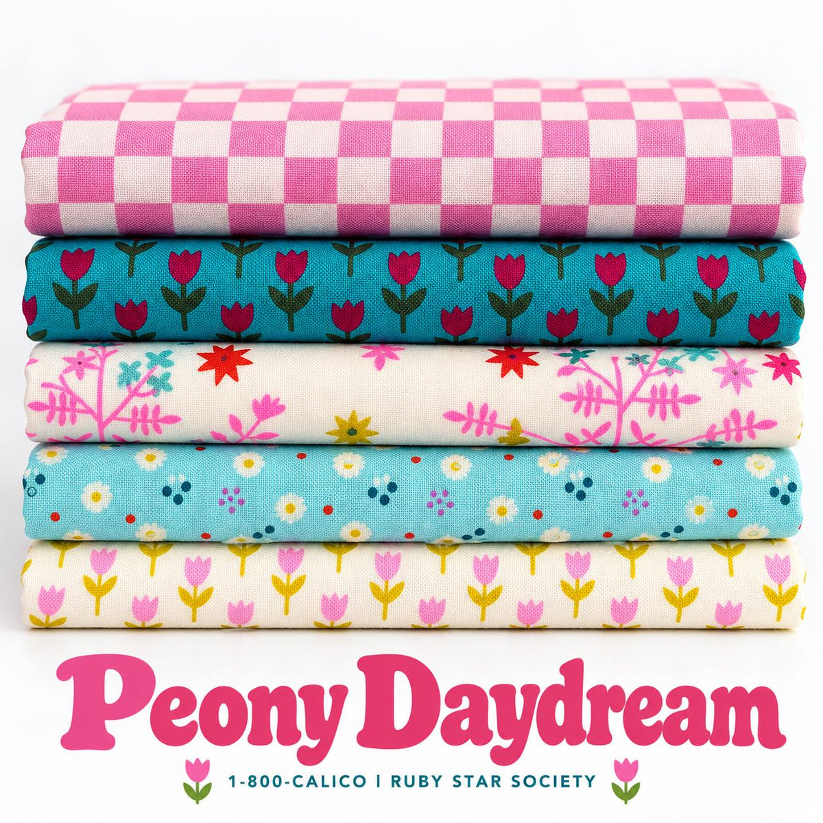 Peony Daydream 5-Piece Fabric Bundle | Ruby Star Society 1-800-Calico | Floral Quilting Cotton | Fat Quarter or Half Yard