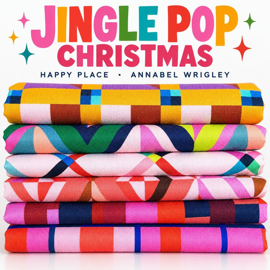 Jingle Pop Christmas Fabric Bundle | 6 Piece Fat Quarter or Half Yard | Happy Place by Annabel Wrigley