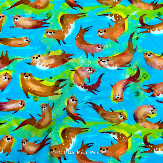 Swimming Otters Cyan