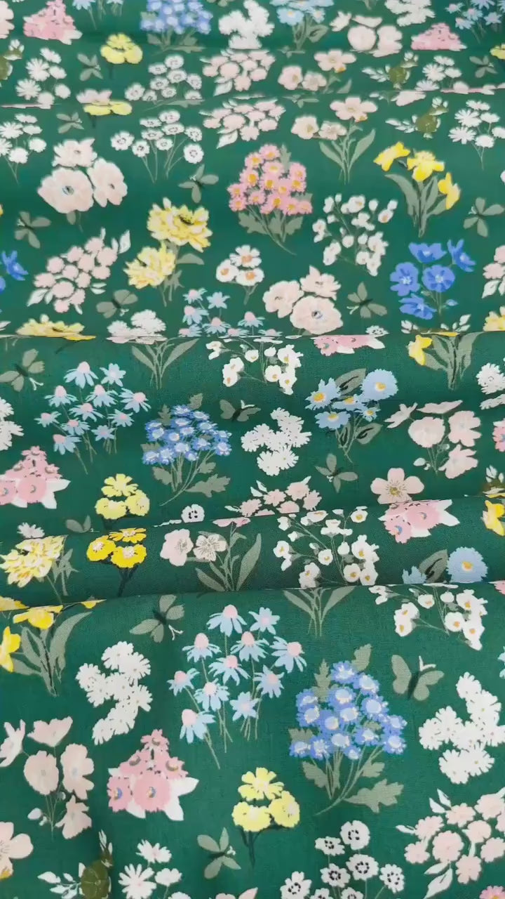 Bountiful Garden Night Fabric by AGF Studio - A Year in Petals Collection - 100% Premium Cotton