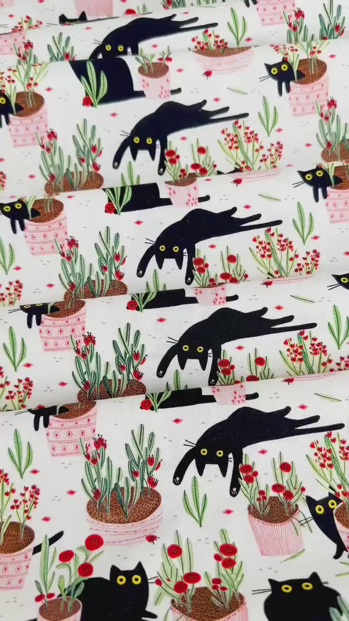 Amewsing Fabric - By Dear Stella - Sweet Purrennials Collection - Cotton By The Yard - Cat Print