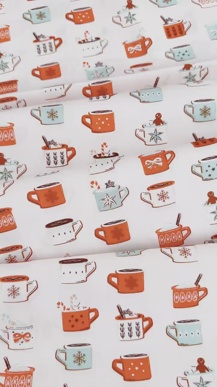 Vintage Christmas in the Cabin Mugfuls of Joy Pattern Fabric - 100% Premium Cotton - by AGF Studio