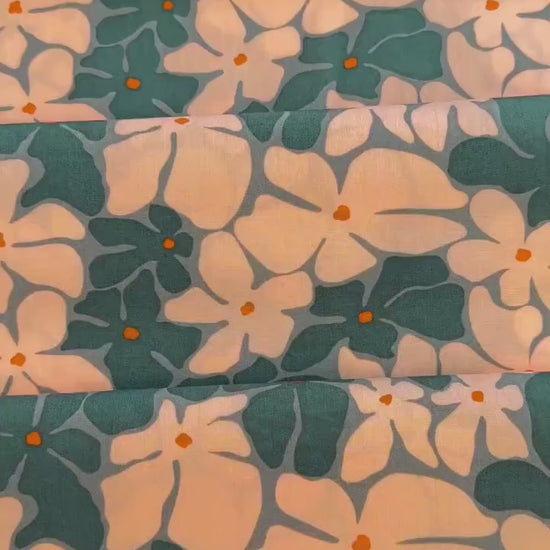 100% Premium Cotton Fabric by the yard - Tangerine Collection Bloom Burst Sunset by AGF Studio, Quilting And Craft Material