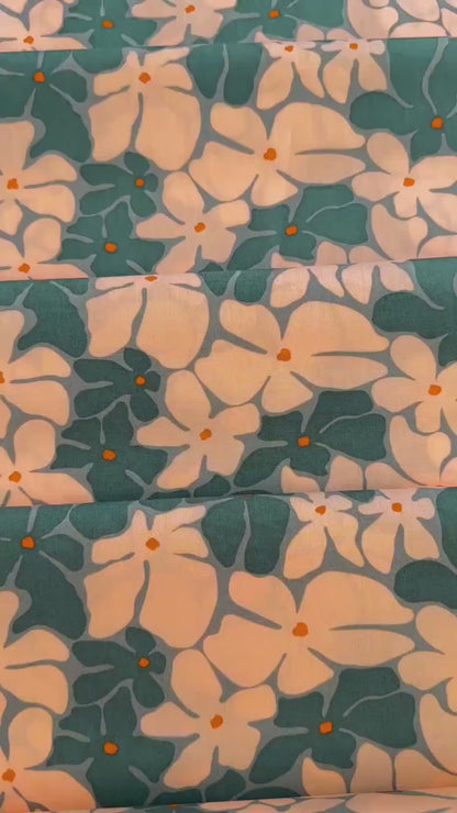 100% Premium Cotton Fabric by the yard - Tangerine Collection Bloom Burst Sunset by AGF Studio, Quilting And Craft Material