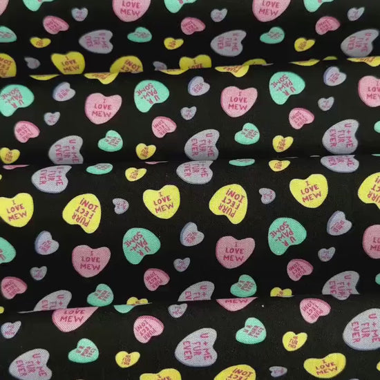 Charming Cat Quotes & Hearts Fabric - 100% Cotton by Dear Stella - Valentine’s Print