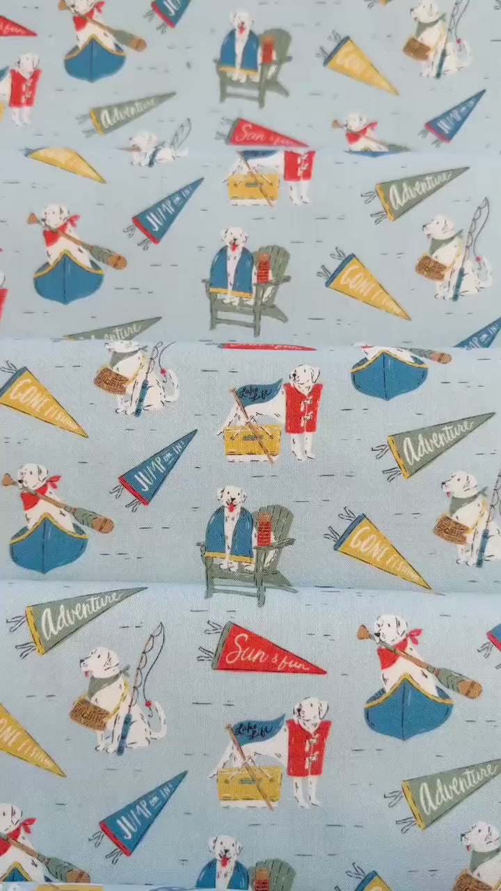 Lake Loving Labs, Fabric by the Yard, 100% Organic Cotton, By Cloud9 Fabrics, CAMP CANINE Collection, Dog Print