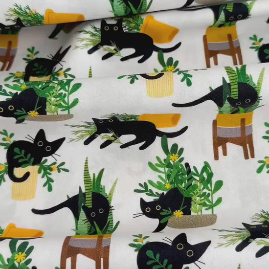 Planting Cats Fabric - Dear Stella - Botanical Garden Cotton By The Yard