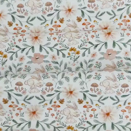 Hibernating Bunny Fabric - By Dear Stella - Willow Collection - Cotton By The Yard - Easter/Floral Print
