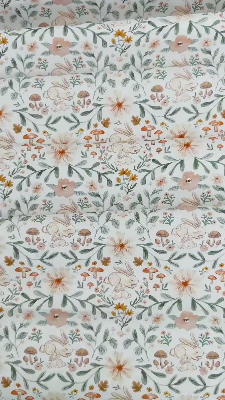 Hibernating Bunny Fabric - By Dear Stella - Willow Collection - Cotton By The Yard - Easter/Floral Print