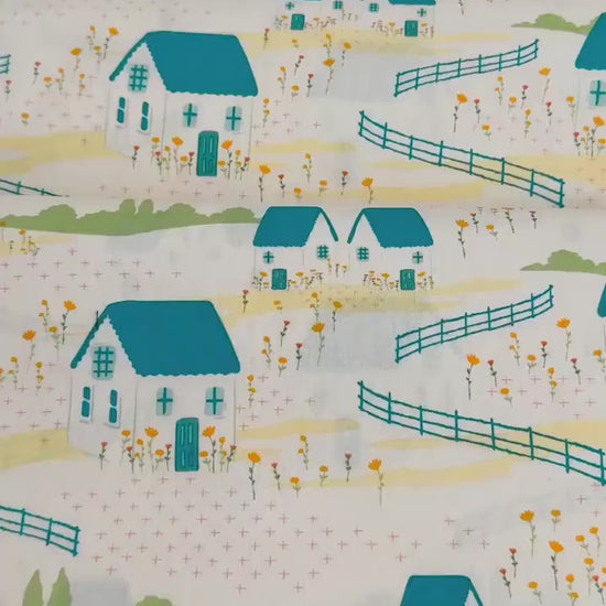 Folkhouse in Dream, by Maureen Cracknell for AGF, 100% Premium Cotton Fabric