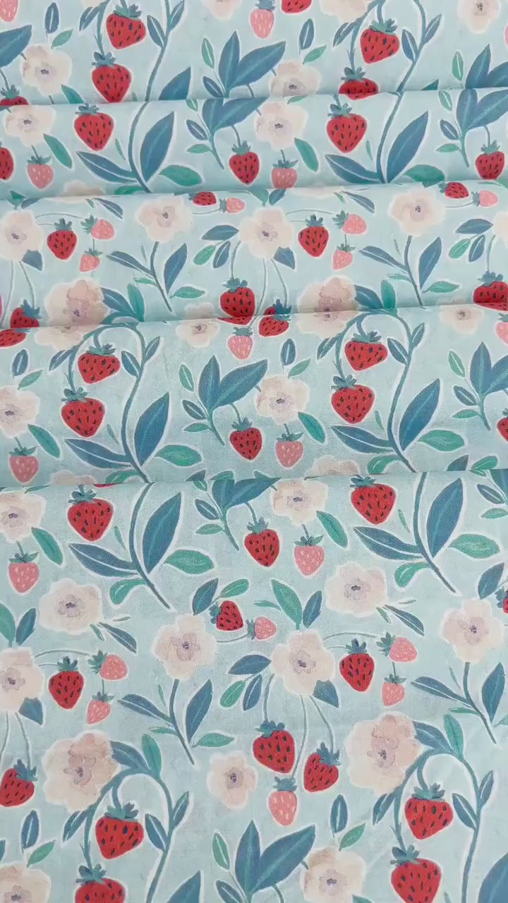 Berry Junction Fabric - By Dear Stella - Strawberry Jam Collection - Cotton By The Yard - Fruit/Floral Print